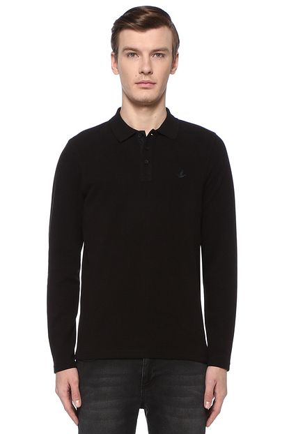 Beymen Club Siyah Polo Yaka Logolu Sweatshirt Trendyol