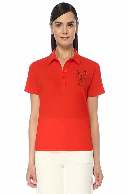 Beymen Club Mercan Polo Yaka Islemeli Patch Detayli T Shirt Trendyol