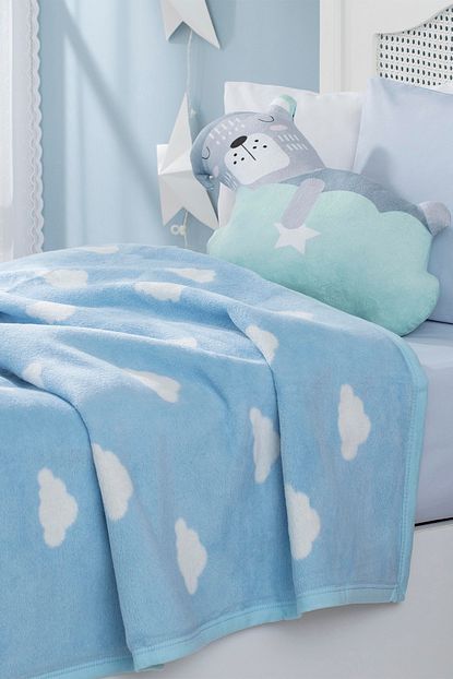 English Home Mini Clouds Pamuklu Bebek Battaniye 100x120 Cm Mavi Trendyol