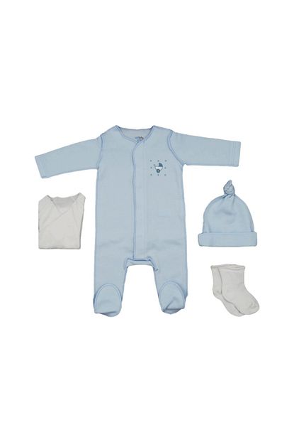 Idil Baby 4 Lu Erkek Bebek Mavi Tulum Seti 13583 Trendyol