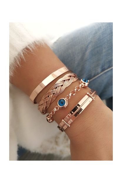 Kalbimdedi Taki Rose Renk Bileklik Kombini Kadin Rosegold Rengi Trendyol