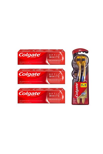 Colgate Parildayan Beyazlik Beyazlatici Dis Macunu 75 Ml 2 Adet 360 Gold Dis Fircasi Yumusak 1 1 Trendyol