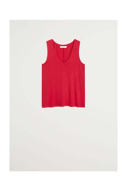 Mango Woman Kadin Kiraz Kirmizisi V Yakali Bluz 67047894 Trendyol
