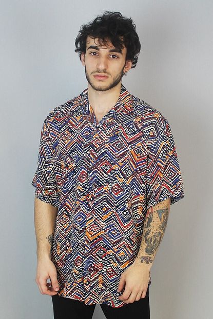 Catch Erkek Vintage Kisa Kollu Gomlek Trendyol
