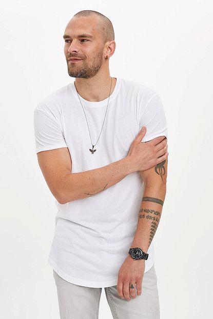 Defacto Erkek Beyaz Basic Long Fit T Shirt N2104az 20sp Wt34 Trendyol