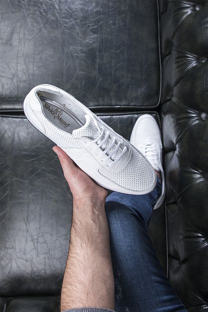 Silvio Motto Hakiki Deri Beyaz Sneaker Erkek Ayakkabi Trendyol