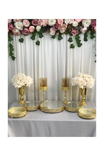 almila soz nisan gold asya sunum masasi seti jardinyer samdan metal vazo tepsi full organizasyon takim fiyati yorumlari trendyol