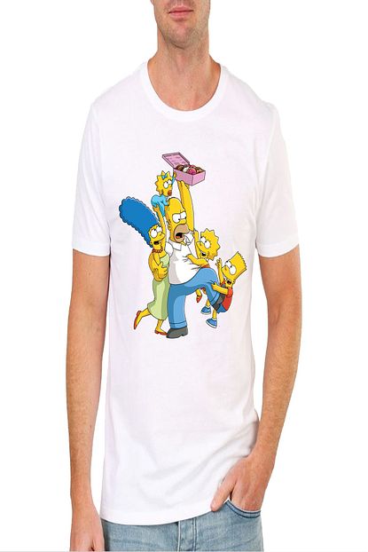 Art T Shirt Simpson Donuts Baskili Tasarim Erkek Tisort Trendyol