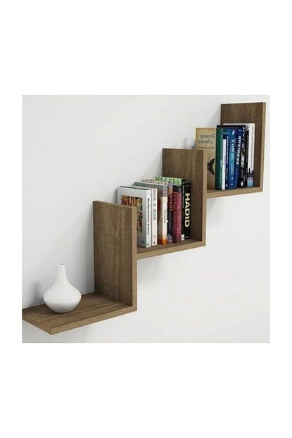 Tuncer Interiors Dekoratif Ahsap Ceviz Renk L Model Raf Trendyol