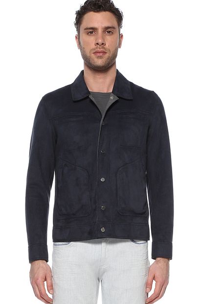 Network Erkek Slim Fit Gri Lacivert Mont 1074456 Trendyol