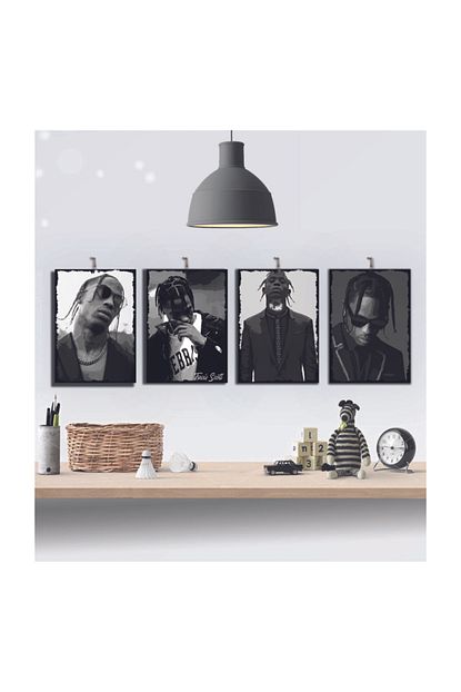 Tontilika Travis Scott Rapper Hediyelik Ozel Tasarim 8mm Dekoratif Ahsap Tablo Seti Trendyol