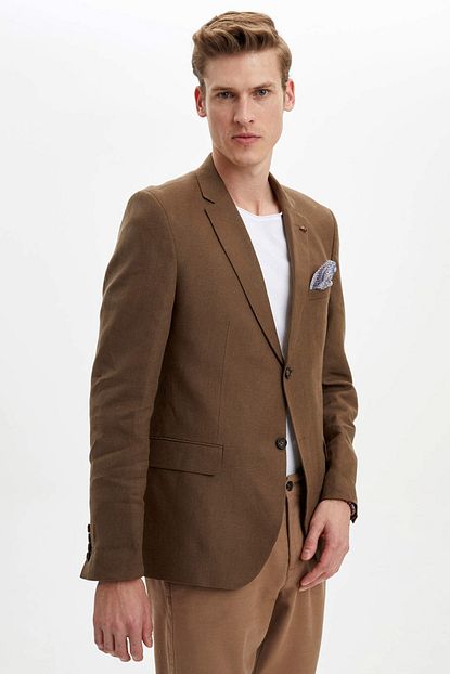 Defacto Erkek Kahverengi Keten Modern Fit Blazer Ceket N6035az 20sm Bn207 Trendyol
