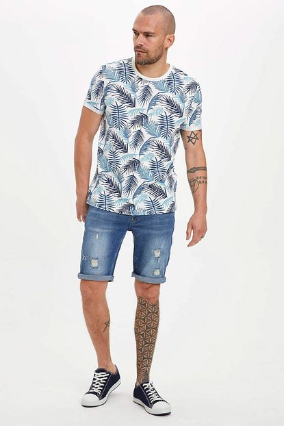 Defacto Erkek Mavi Kot Skinny Fit Jean Bermuda Sort N1930az 20sm Nm28 Trendyol
