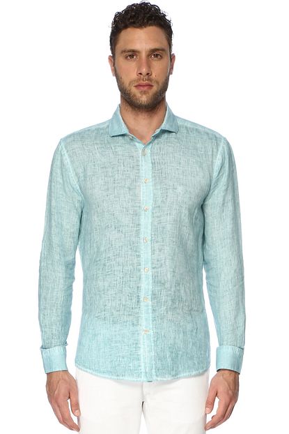 Network Erkek Keten Mint Yesili Gomlek 1068599 Trendyol