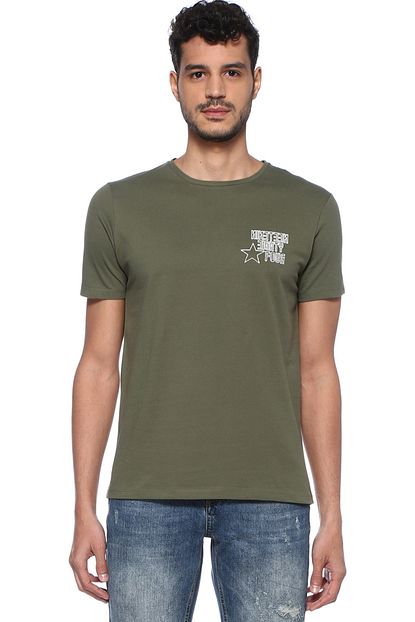 Que Erkek Bisiklet Yaka Haki Tshirt 2014286 Trendyol