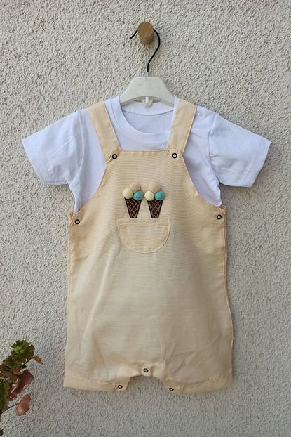 Babydonat Erkek Bebek Sari Cepte Dondurma Figurlu Tulum 6 9 12 18 Ay Trendyol