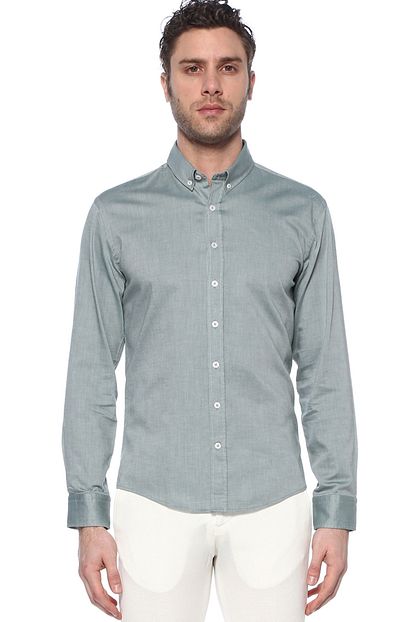 Network Erkek Slim Fit Yesil Gomlek 1074082 Trendyol