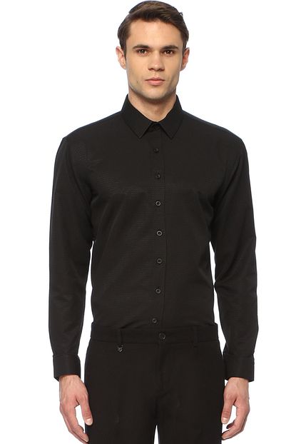 George Hogg Erkek Slim Fit Siyah Gomlek 7004611 Trendyol