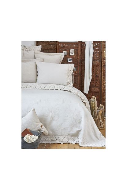 Karaca Home Karca Home Liza Bej Cift Kisilik Brodeli Nevresim Yatak Ortusu Set Trendyol