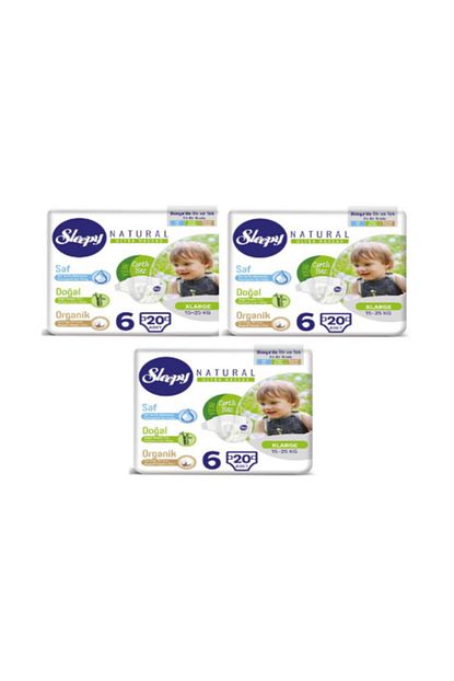 Sleepy 3 Adet 6 Numara Xlarge Jumbo 60 Adet Natural Bebek Bezi Trendyol