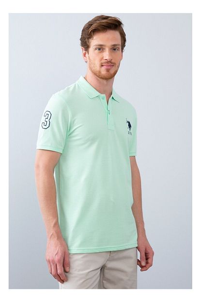 U S Polo Assn Erkek Polo Yaka Slim Fit Duz Yesil Tshirt Trendyol