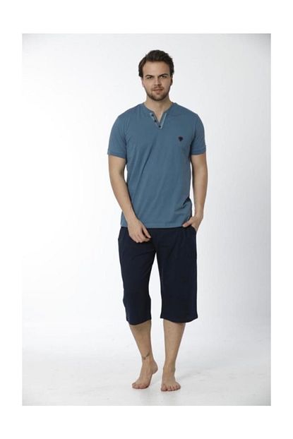 Erse Erkek Kisa Kol Kaprili Penye Pijama Takimi Trendyol