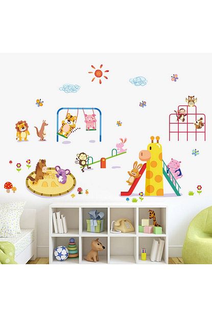 Crystal Kids Oyun Parki Sevimli Hayvanlar Cocuk Ve Bebek Odasi Duvar Dekoru Pvc Duvar Sticker Cikartma Trendyol