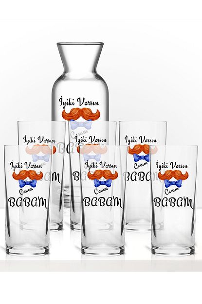 Hediye Ci Babaya Ozel Renkli Baskili Altili Raki Kadehi Karaf Set Trendyol