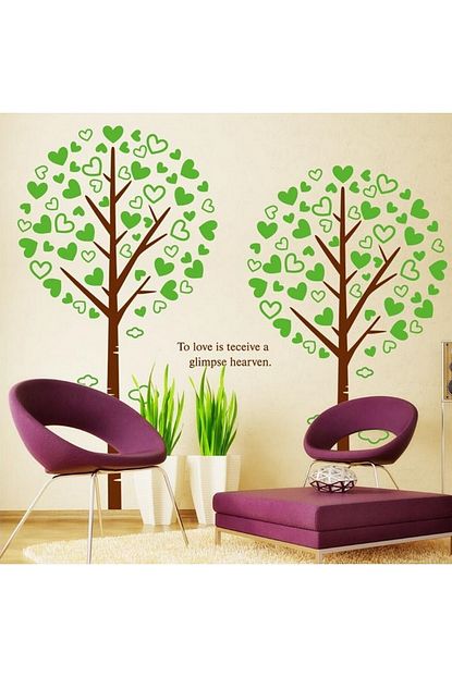 Crystal Kids Ev Salon Ofis Cocuk Odasi Duvar Dekorasyonu Kalp Yaprakli Agac Pvc Duvar Sticker Trendyol