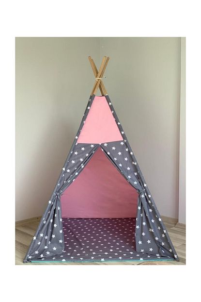 Gokmen Tekstil Buyuk Boy Oyun Cadiri Gri Yildiz Pembe Trendyol