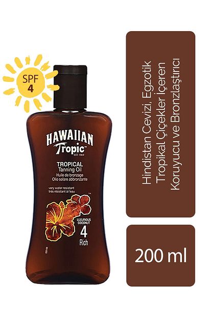 Hawaiian Tropic Hindistan Cevizi Egzotik Tropikal Cicekler Iceren Koruyucu Ve Bronzlastirici Yag Spf 4 Trendyol