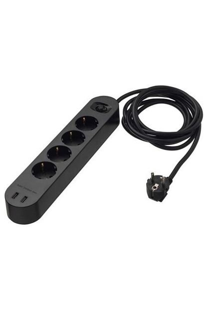 Barbun Koppla Uzatma Kablosu 2 Usb Girisi 4 Lu Priz Siyah Trendyol