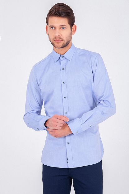 Hatemoglu Erkek Mavi Slim Fit Gomlek Trendyol