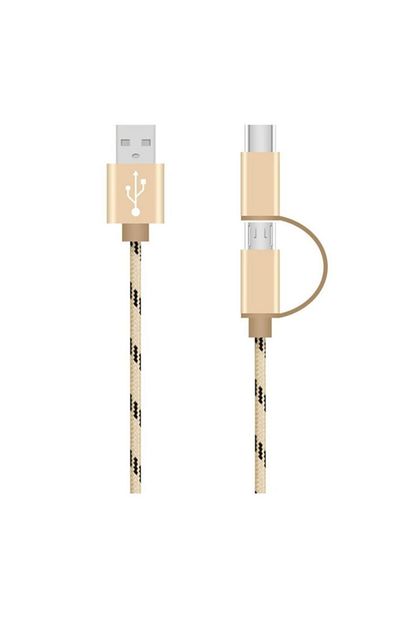 linktech samsung huawei micro usb type c 2in1 orgu metal 1 2m sarj cihazi