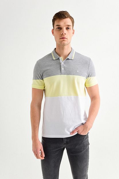 Avva Erkek Sari Polo Yaka Parcali T Shirt A01y1060 Trendyol