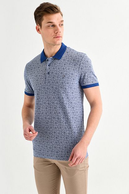 Avva Erkek Lacivert Polo Yaka Cicek Baskili T Shirt A01y1005 Trendyol