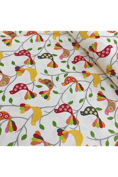Yuka Home Renkli Kuslar Desenli Duck Kumasi Trendyol