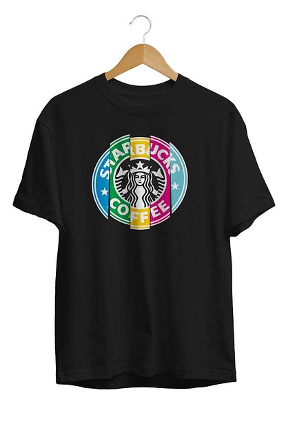 Burlu Erkek Starbucks Logosu Rengarenk T Shirt Trendyol