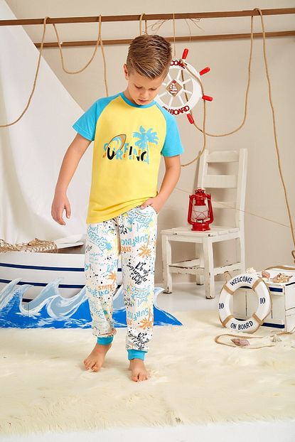 Lohusa Sepeti Erkek Cocuk Turkuaz Sorfcu Pijama Takimi 0032 Yas 9 14 Trendyol