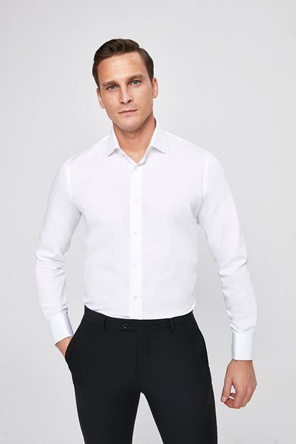 D S Damat Beyaz Renk Erkek Gomlek Slim Fit 4he02sg00024d 801 Trendyol
