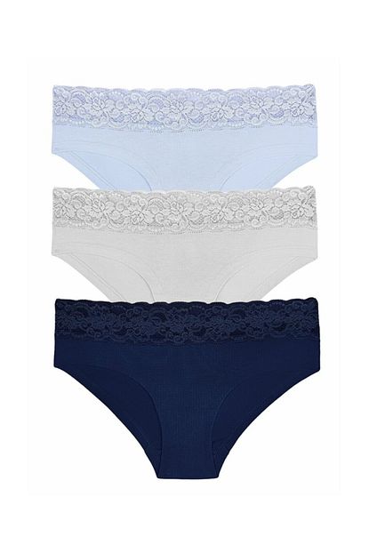 Suwen 3 Lu Pamuklu Dantelli Hipster Kulot Lilac Indigo Stone Trendyol