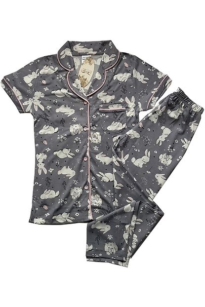 Alimer Gomlek Yaka Kisa Kollu Onden Dugmeli Kiz Cocuk Pijama Takimi Trendyol