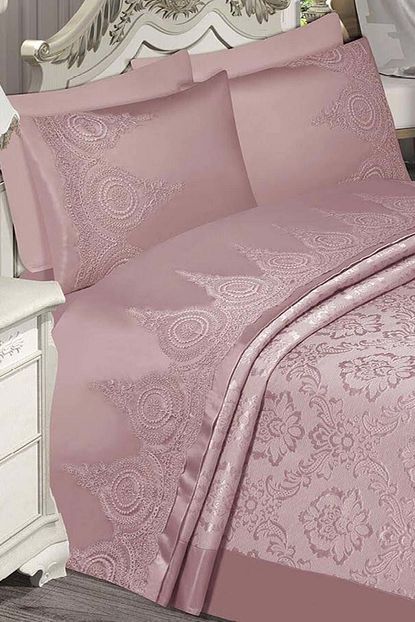 Bonny Home Nisa Pudra Fransiz Gupurlu Sonil 6 Parca Cift Kisilik Pike Ceyizlik Pike Takimi Yatak Ortusu Seti Trendyol