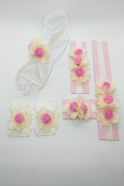 Melkady Aksesuar 032 Anne Bebek Sandalet Set Lohusa Bilekligi Sac Bandi Ve Sandalet Seti Trendyol