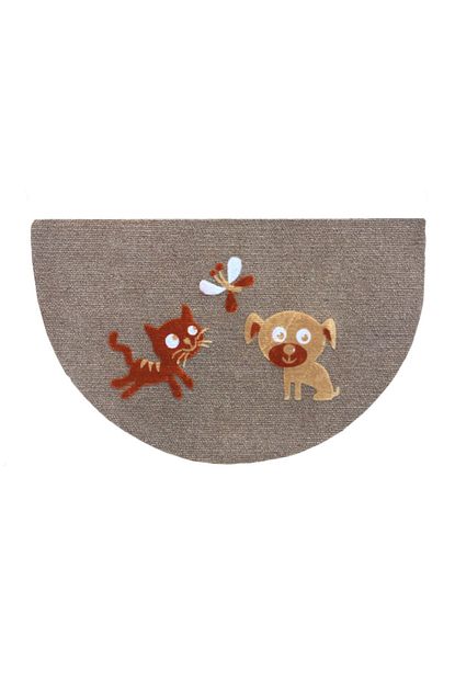Gizhome Giz Home Luna Kapi Paspasi 40x65 Yarimay Kahve Kedi Kopek Kelebek Trendyol