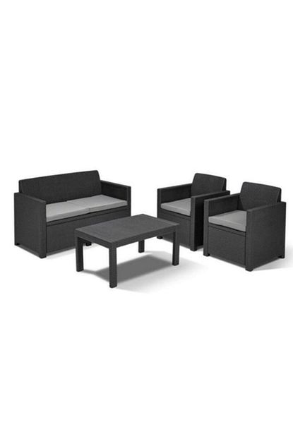 Kervanci Housepack Sanremo Bahce Balkon Oturma Grubu Plastik Rattan Gri Takim Trendyol