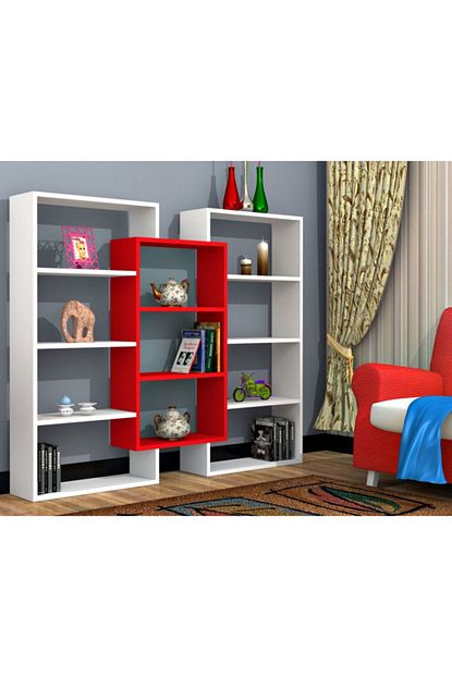 Bkconcept Dekoratif Spark Kitaplik Beyaz Kirmizi Trendyol