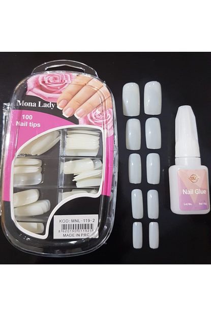 Mona Lady Takma Tirnak Krem Renk Boyanabilir Set Kut Uzun 100 Adet Yapistirici Trendyol