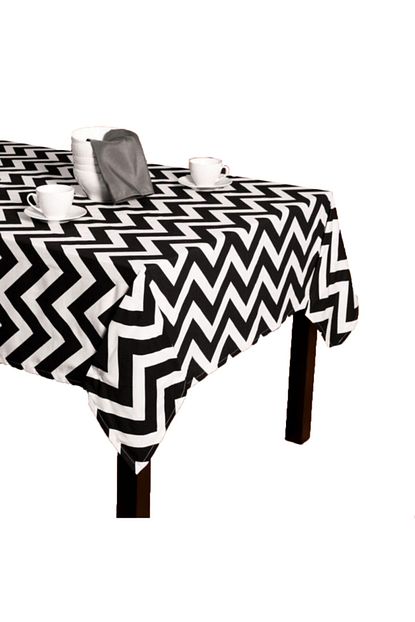 Zeren Home Siyah Zigzag Desen Dertsiz Masa Ortusu Trendyol