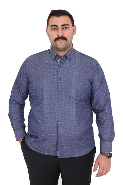 Umut Tekstil Buyuk Beden Erkek Gomlek Battal Beden Koyu Gri Puantiyeli Yaka Dugmeli Trendyol